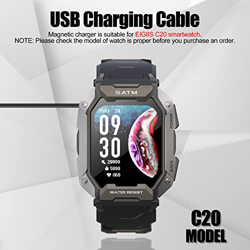 Eigiis SmartWatch încărcător ceas inteligent Kt59 Kt60 cablu Magnetic de încărcare USB 21 Inch lung 2 pachet negru