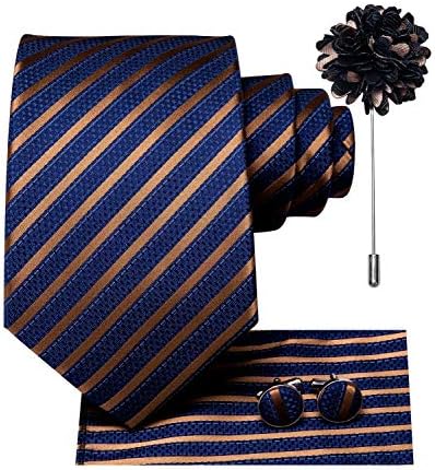 Dubulle Mens cravată și rever Pin flori mătase Cravata Hankerchief butoni Set pentru bărbați Paisley Solid Stripe 4pcs Set
