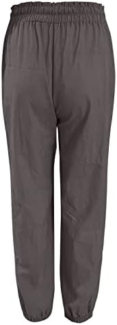 Pantaloni de talie elastică Hdzww Pleather Elasticat Vara pentru femei plus dimensiune Sanks Athletic Solid Lounge elasticate subțire