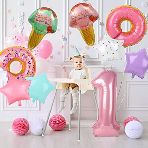 9 PC -uri dulci One Balloon Donuts Sweet Balloane pentru fete Sweet One Birthday Party Decorații Decorații pentru petreceri de 1 an de zi de naștere pentru o fată de aniversare fetiță
