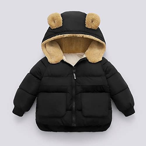 Jjhaevdy Baby Boys fete Puffer jacheta iarna cald Fleece căptușit jacheta urs urechi cu glugă haina ușoare îmbrăcăminte exterioară