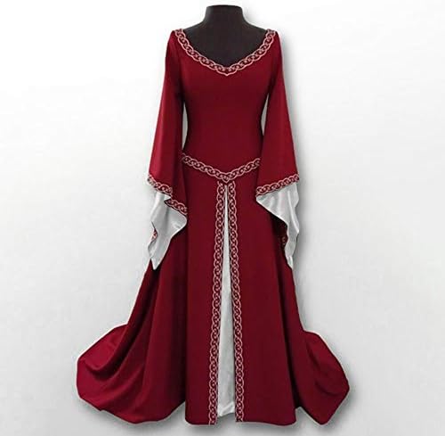 Rochii casual elegante pentru femei rochie medievală cu mânecă lungă cu gât în V Lungime Podea largă Cosplay supradimensionat