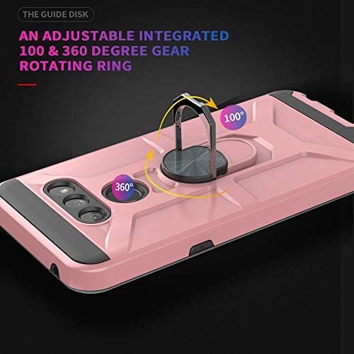 YMHXCY compatibil pentru carcasă subțire LG G8/G8 cu protector de ecran HD, suport pentru inel rotativ de 360 ​​de grade Suport dual straturi de telefon rezistent la șoc pentru LG G8-ZS Rose Gold