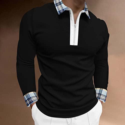 XXBR 2022 Tricouri polo noi pentru bărbați, manșină cu mânecă lungă cămașă cu cămăruș de carouri de guler de golf de golf tricou