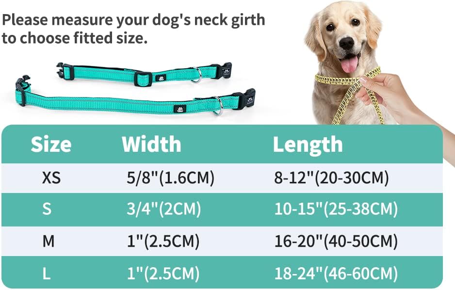 Guler de câine reflectorizant Nestroad, 2 pachete Gulere reglabile pentru câini cu cataramă cu eliberare rapidă, guler de animale