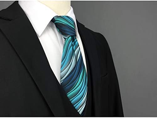 SHLAX & amp; WING Mens cravate Ripple albastru multicolor mătase verde mătase
