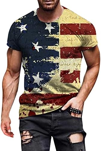 XXBR Cămăși cu mânecă scurtă pentru bărbați, American Flag Print Graphic Tees Tricouri