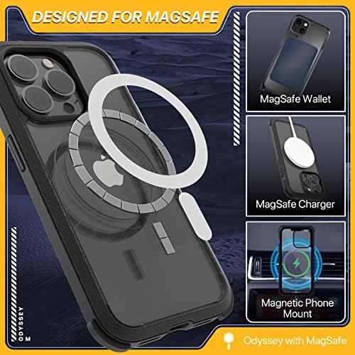 Mageasy Protective iPhone 14 Pro Max Magsafe Carcasă cu Lanyard Crossbody reglabil - Testat de 16ft, 6,7 Magsafe iPhone 14 Pro Max Carcasă cu curea - Odyssey+ M