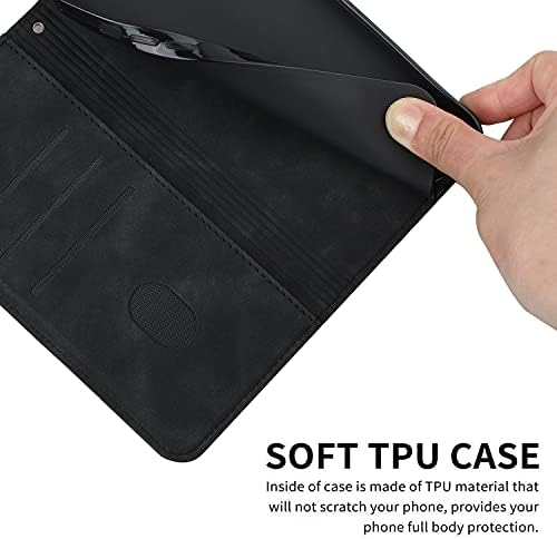 IVY Wallet Case Pentru Redmi Note 10 Pro, S-shape Magnetic Attraction Wallet Phone Case Flip Cover pentru Xiaomi Redmi Note 10 Pro / Redmi Note 10 Pro Max-Negru