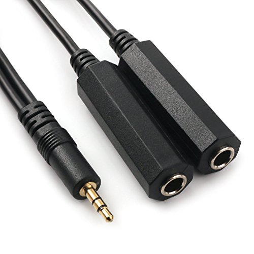 Nanyi de 3,5 mm stereo masculin TRS la două de 6,35 mm TS Cablu de spargere stereo feminină, Y Splitter Adapter Cablu 1ft /