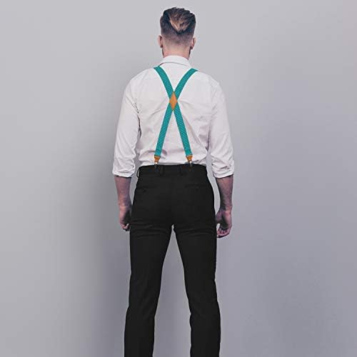 Hisdern Mens bretele elastice și Bowtie Set Culoare solidă reglabil X-Back suspensor pentru nunta formale Tuxedo Bretele