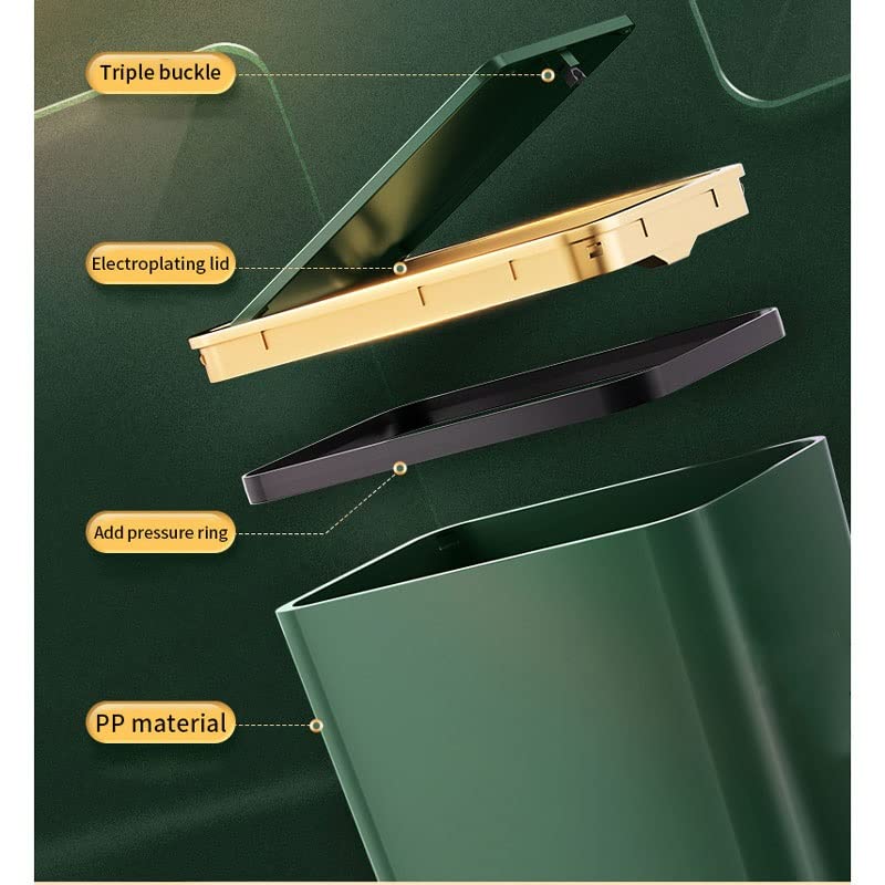 GENIGW Creativ nou dreptunghiular coș de gunoi Bucătărie Baie Toaletă coș de gunoi camera de zi cu capac coș de gunoi coș de gunoi 13l