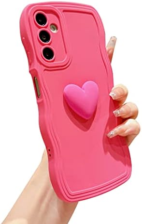 Lyqzdt pentru Samsung Galaxy A14 5G Carcasă pentru femei, drăguță 3d dragoste inimă solidă cu undă curtă cu undă silicon moale
