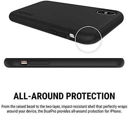 Carcasă cu strat dual DualPro DualPro pentru iPhone XS Max cu protecție hibridă de picături care absorb șocul - negru