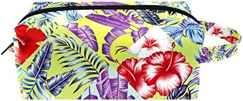 Geanta cosmetică mică, pungi elegante de machiaj, pungă cu fermoar, cadouri pentru femei, organizator de accesorii pentru pungi de toaletă impermeabil pentru călătorii, Flori de patchwork tropical din Hawaii