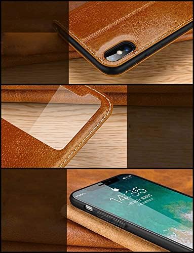 SDUTIO Cellphone caz piele portofel caz, pentru iPhone Apple Xs / Xr / Xs Max Magnetic Flip Cover Cu Stand Feature, fereastră