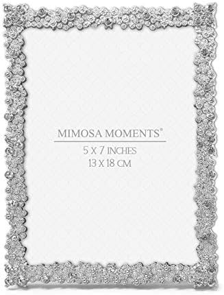 Mimosa Moments Jewel Bling Gold 8x10 Cadru de poză de nuntă cu strasuri, cadru foto pentru Crăciun, Anniver sau Mireasă Cadou