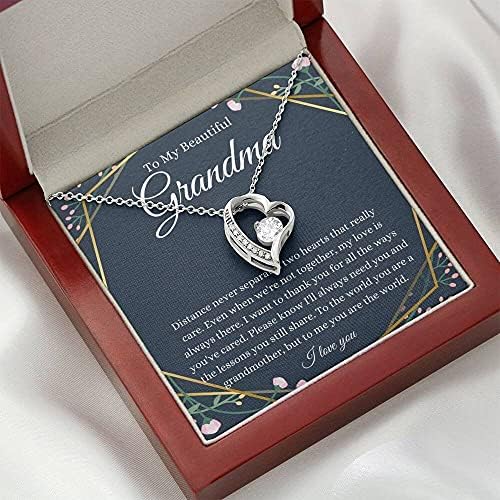 Bijuterii cu carduri de mesaje, colier manual- inimă cadou personalizată, cadou pentru colierul bunicii, cadou de ziua de naștere al bunicii de la nepoata/nepotul la bunica Colier Bunica Cadou