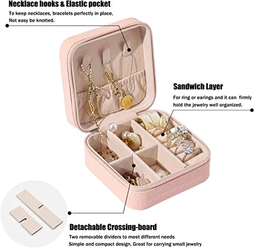 Bijuterii de călătorie Organizator de călătorii Bijuterii de călătorii cutii de bijuterii de călătorie cutii mici bijuterii Cutie pentru fete pentru femei +2pcs 3D PLOTATEN PLOTING FRAME STANDER suport pentru inele Cercei Colier