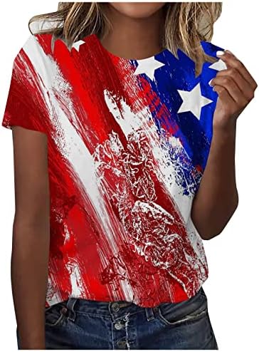 4 iulie T-Shirt femei American Flag Tricouri stele dungi Maneca scurta Topuri Statele Unite ale Americii Ziua Independenței