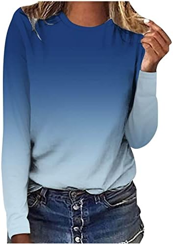 Femei Camasi Casual Vrac Maneca Lunga Crewneck Tricouri Tie Dye Grafic Bluza Trendy Gradient Pulover Topuri Bluza