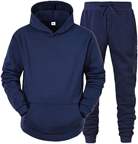 Jacheta de lenjerie bărbați seturi de toamnă și iarnă seturi de timp liber de culoare solidă pantaloni sportivi de sport navy