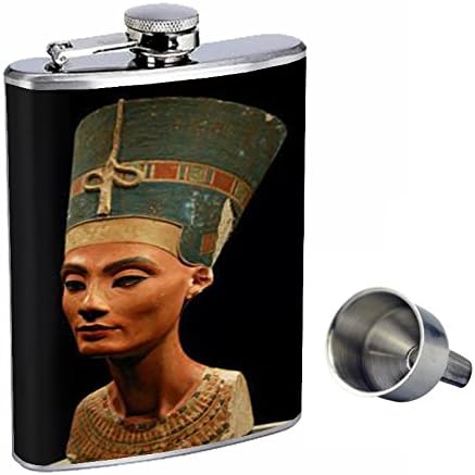Regina Nefertiti egiptean perfecțiune în stil 8oz sticlă de whisky din oțel inoxidabil cu pâlnie liberă D-115