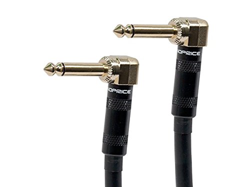 Monoprice 1/4 -inch TS unghi drept masculin la 1/4 -inch TS unghi drept cablu masculin - 10 picioare - negru, 16awg, placat