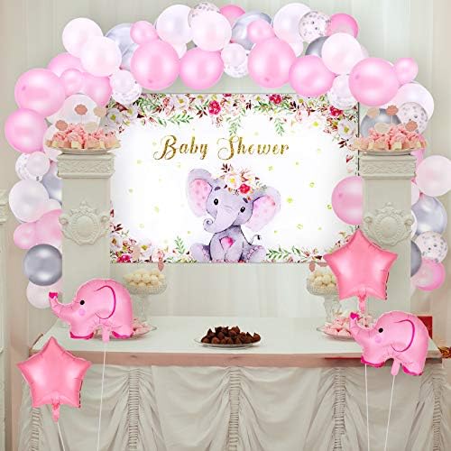 75 PC -uri Pink Elephant pentru bebeluși Decorațiuni pentru fată pentru fată Elefant Elefant pentru bebeluși Decorații Elefant fundal Pink Star Star Baloane pentru ziua de naștere Gender Dezvăluire Decor de petrecere