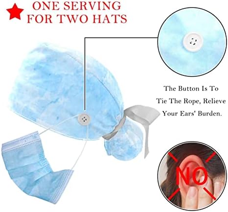 2 pachete Lămâie de vară Asistentă medicală Caps pentru femei păr lung, reglabil cravată din spate, copertă de cap de lucru de o dimensiune