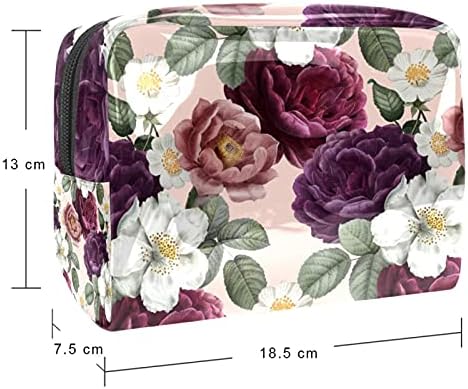 Romantic Valentine Rose Rose Machiaj Bag de machiaj cu fermoar pungă de călătorie Organizator cosmetic pentru femei și fete