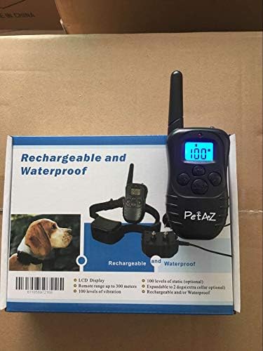 Guler de antrenament pentru câini Petaz cu ecran LCD de la distanță Reîncărcat și rezistent la ploaie 330 curte bip/vibrații/șoc