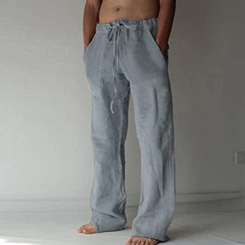 Pantaloni de lenjerie pentru bărbați vara se va potrivi casual casual pantaloni de plajă cu talină elastică salonaj pantaloni de yoga baggy yoga