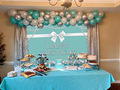 Tiffany mic dejun albastru arc-nod fundal diamante turcoaz dulce 16 Petrecere de ziua de naștere fundal duș pentru Bebeluși
