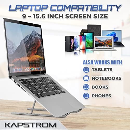 Suport laptop din aluminiu KapStrom, Ergonomic reglabil în 7 puncte, ușor, portabil și pliabil pentru laptopuri și notebook-uri de 9-15, 6 Inch