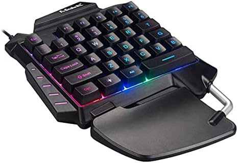 Tastatură pentru jocuri, Tastatură mecanică pentru jocuri cu o singură mână RGB Tastatură portabilă cu iluminare din spate