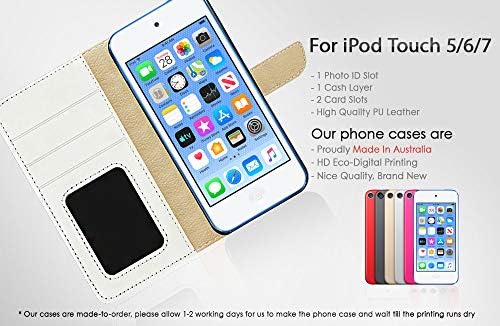 Pentru iPod 7, iPod 6, iPod Touch 7th, a 6 -a generație, acoperire cu portofel Flip Proiectată, A24590 Purple Butterfly 24590