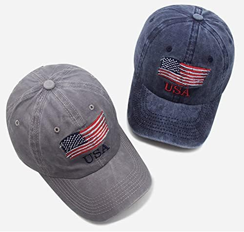 Mealah Men ' s American-Flag Baseball-Cap broderie-spălate reglabil USA Tata pălărie pentru femei