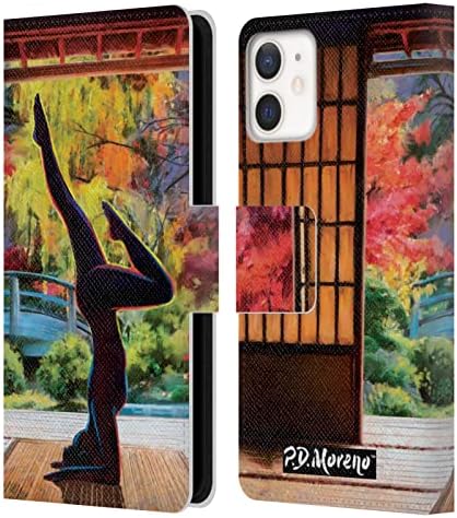 Cap de caz modele licențiat oficial P. D. Moreno Rock Funky antebraț Stand Yoga siluete piele Carte portofel caz acoperi compatibil cu Apple iPhone 12 Mini
