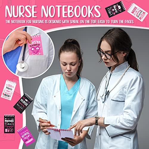 120 PC -uri pentru asistență medicală pentru asistență medicală spirală Notebook amuzant asistentă medicală amuzantă notepad top spirală memo notebook pentru asistență medicală caiet de buzunar pentru studenți medicali care scriu clasa școlii cadouri de birou, 12 stiluri