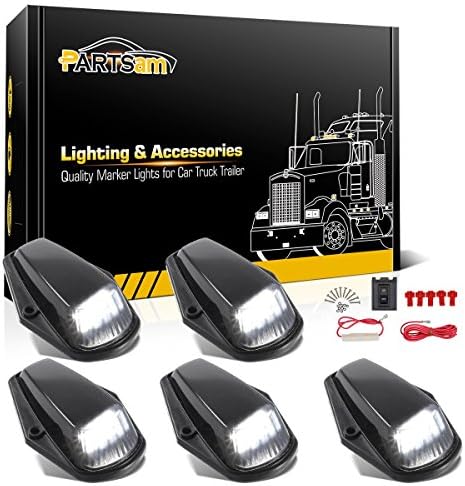 Partsam 5x Cab Marker Light LED Top acoperiș Running Light lentilă neagră lumini albe 12led W / Wire compatibil cu Ford F150 F250 F350 1973-1997 F Series Super Duty Pickup Trucks