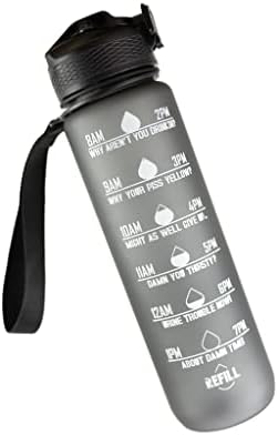 Sticlă de apă cu umor sete cu paie, 32oz umor întunecat motivațional Sticlă de apă sportivă cu marcaj de timp - ori de băut,