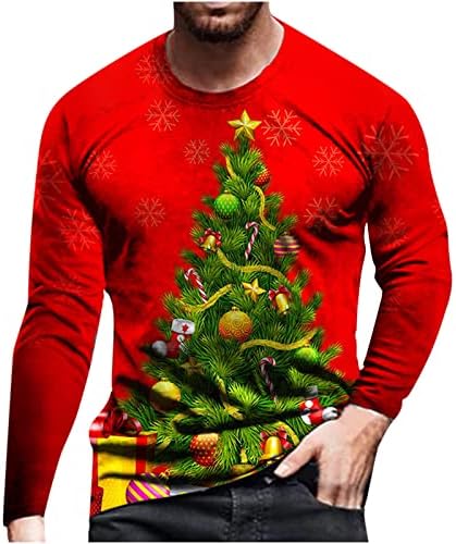 Xmas_shirtmen Casual Crăciun cu arc de Crăciun 3d imprimare digitală pulovere rotundă cu mânecă lungă tricou cu mânecă lungă