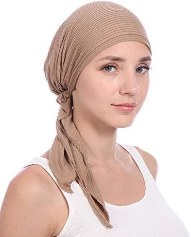 Femei Bumbac Beanie Turban Pălărie Confortabil Headwrap Vintage Stretch Subțire Cap Wrap Parul Lung Slouchy Chemo Beanie Pălărie