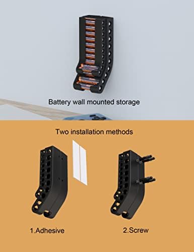 Zzhdesby organizator de stocare a suportului bateriei AA & amp; AAA baterie Caddy montare pe perete recipient pentru baterie potrivit pentru 10 baterii AAA & amp; 10 baterii AA depozitare Baterii