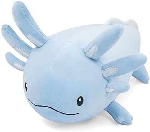 Jucării de pluș Niuniu Daddy Axolotl-luminoase de 20 inci Axolotl Albastru realist animale de pluș pentru copii adolescenți