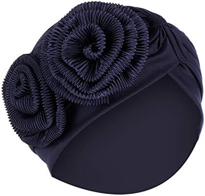 Zburli plisată Turban Headwrap pentru femei Wrap Turban floare Beanie pălărie Stretch Vintage Slouchy cap Wraps pentru femei