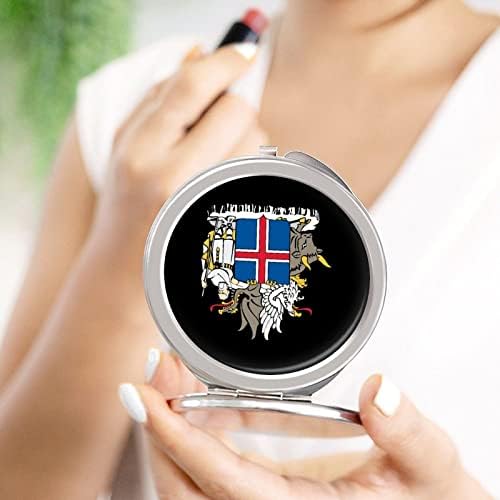 Stema Islandei oglindă compactă buzunar de călătorie oglindă de machiaj mică pliere oglindă portabilă portabilă