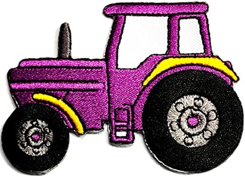 Kleenplus Tractor drăguț violet brodate fier pe coase pe Patch moda arte agricole Tractor desen animat autocolant patch-uri