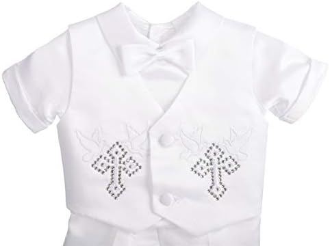 Lito Angels Baby Boys Boys Grazinet îmbrăcăminte de botez cu bonetă Costum alb cu mânecă lungă scurtă